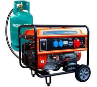 EXTRALINK EGH-7000 Générateur de courant hybride GPL CNG essence 7 kW 3F 7000 W Capacité du réservoir 25 l Système de protection contre les surcharges Easy-Start 2 x AC 230 V