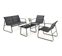 EXTRALINK Ensemble de meubles de jardin - Ensemble de meubles de balcon résistant aux intempéries avec canapé 2 places, 2 chaises et table, cadre robuste en acier et tissu résistant aux UV