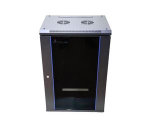 Extralink EX.14367 - Armoire Rack Murale 18U 600x450mm Noire, Acier & Verre, Charge Max 300kg, Rails 19", Porte Avant Amovible