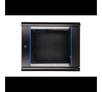 Extralink EX.3968 Armoire Rack Murale 9U 600x600 Noir Acier et Verre Trempé, Charge 60kg, Rails 19", Panneaux Latéraux Amovibles, Porte Avant Verrouillable