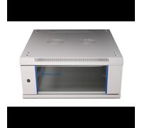 Extralink EX.8543 Armoire Rack Murale 4U 600x600mm Gris Acier/Verre Trempé, Charge 30kg, Rails 19", Panneaux Latéraux Amovibles, Verrouillage