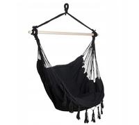 EXTRALINK Fauteuil Suspendu sans Support - Chaise hamac XXL avec 2 Coussins, résistant aux intempéries, intérieur & extérieur, Jusqu’à 150 kg - Style bohème pour Jardin & Balcon, Noir