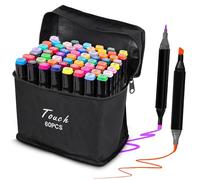 EXTRALINK Lot de 60 marqueurs à alcool à séchage rapide pour 2 secondes - Avec pointe double face - Couleur d'encre vive - Avec sac de transport - Pour dessin, manga