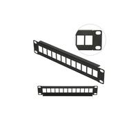 Extralink Panneau de Brassage 12 Ports UTP Rack 10 Pouces 1U Modulaire | Panneau de brassage 19 pouces livré vide, 24 emplacements keystone sur 1U : modules Cat5e, Cat6 ou Cat6a au choix.