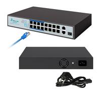 Extralink VIRTUS V3 | PoE Switch | 16x 100Mb/s PoE/PoE+, 2x Gigabit RJ45 + 1x SFP, 150W