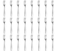 EXTRAPINS Lot de 24 fourchettes à dessert en acier inoxydable argenté 13,7 | Fourchettes à dessert en acier inoxydable poli miroir, lavables à la bobine, fourchettes à salade pour fruits, gâteaux, fêtes