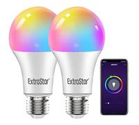 EXTRASTAR Ampoule Connectée WiFi A60 E27, 10W RGB 16 Millions de Couleurs, 2700k-6500k Ampoule LED Intelligence, Compatible avec Alexa/Google Home, Lot de 2