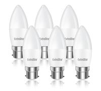 EXTRASTAR Ampoule Filament Bougie Vintage LED B22 C37, Ampoules 6W LED Filament équivalent Ampoule Traditionnelle 46W, B22 Ampoules Culot Vintage Edison Blanc froid 6500K 570LM, Lot de 6