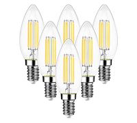 EXTRASTAR Ampoule Filament Bougie Vintage LED E14, Ampoules 6W LED Filament équivalent ampoule traditionnelle 60W, E14 Ampoules Culot Vintage Edison Blanc Chaud 2700K 750LM, Lot de 6
