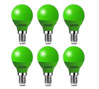 EXTRASTAR Ampoule LED Couleur E14 4W équivalente 40W AC 220V-240V, Ampoules Guirlande Couleur LED G45, orange rouge jaune bleu vert pour lumières de Noël de patio extérieur (vert, lot de 6)