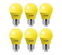 EXTRASTAR Ampoule LED Couleur E27 4W équivalente 40W AC 220V-240V, Ampoules Guirlande Couleur LED G45, orange rouge jaune bleu vert pour lumières de Noël de patio extérieur (jaune, lot de 6)