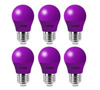 EXTRASTAR Ampoule LED Couleur E27 4W équivalente 40W AC 220V-240V, Ampoules Guirlande Couleur LED G45, orange rouge jaune bleu vert pour lumières de Noël de patio extérieur (Violet, lot de 6)
