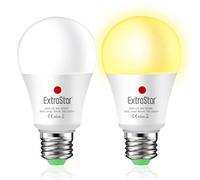 EXTRASTAR Ampoule LED Crepusculaire, Ampoules LED E27 Avec Capteur Crépusculaire Pour Extérieur Auto On/Off Ampoule, Non Détecteur de mouvement, 9W Blanc Chaud 3000K, Lot de 2