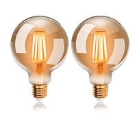 EXTRASTAR Ampoules LED 6W Edison Vintage G95, Blanc Chaud 2200K E27, Equivalent à Ampoule Traditionnelle 48W, Ampoule Rétro à Filament, Rétro Antique Lampe décorative, Non-Dimmable, Lot de 2