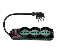 EXTRASTAR Bloc électrique multi-prises protégées, avec interrupteur automatique de protection, prise 10 A, prises 3 italiennes/allemandes et 6 bipasso 10/16A, noir, câble de 1,5 m.