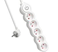 EXTRASTAR Bloc Multiprises 5 Prises avec Interrupteur, Rallonge 1,5 m 250 V avec sécurité Enfant, Blanc