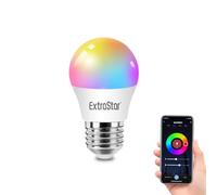EXTRASTAR E27 Ampoules Connectée WiFi LED, 4.9W 470LM 6500k, RGBW Lampes avec Télécommande, Compatibles avec Alexa, Google Home et Timing，lot de 1, G45AWIFI