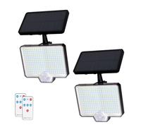 EXTRASTAR Lampe Solaire Exterieur Detecteur de Mouvement avec Télécommande, 6500K1800 mAh 3 Modes Étanche IP65 Éclairage Solaire Extérieur pour Jardin Garage Cour, Blanc Froid (Lot de 2)