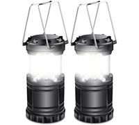 EXTRASTAR Lanterne Camping LED, Lampe Camping portable 350LM avec poignées en métal, pour Tente Camping Randonnée Pêche Cave etc, 2 pièces, Le Noir, (KJ-1286)