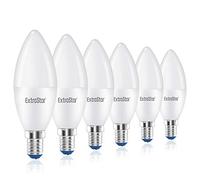 EXTRASTAR Lot de 6 ampoules LED bougies, E14,8 W équivalent à 64 W, 3000 K, lumière blanche chaude. - C37 8W
