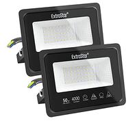EXTRASTAR Projecteurs LED Extérieur 50W, IP65 Etanche, 4000LM, Spot LED Extérieur, 6500K Blanc Froid, Eclairage de Sécurité, pour Jardin Terrasse Garage Patio Grange Cour, Lot de 2