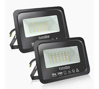 EXTRASTAR Spots LED d'extérieur Puissants Projecteur LED d'extérieur IP65, Jardin, Patio, Parc, Garage, 2 Pièces (6500K, 30W)