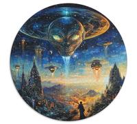 Extraterrestre Puzzle Rond De 1000 Pièces pour Adultes Et Enfants planète Bricolage Décoration Original Créatif Jeux De Défi Uniques 1000pcs (67.5x67.5cm)