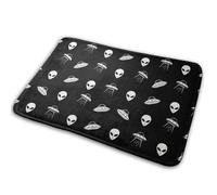 Extraterrestres Espace Ovni Noir Tapis De Douche Doux Tapis De Bain Durable Welcome Paillassons pour Couloir Porte Cuisine 40X60Cm
