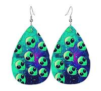 Extraterrestres Verts Boucles D'Oreilles En Cuir Tendance Boucle D'Oreille Légères Pendantes D'Oreille Pour Quotidien Femme