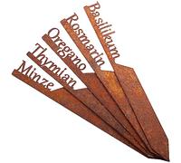 EXTRAVAGANT Piquet de jardin herbes aromatiques, plaques d'herbes, panneaux de plantes, piquets de plantes en métal rouillé, résistant aux intempéries, panneaux de jardin, décoration de 220045 gris