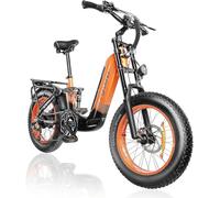 Extrbici Vélo Électrique en Aluminium Kommoda 20Pouces, 250W 25km/h 48V 14Ah 80km, Shi-Mano 7 Vitesses, Orange