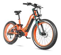 Extrbici Vélo Électrique en Aluminium Trax 26Pouces, 250W 25 km/h 52V 20Ah 1040Wh 128 km, Amortisseur à air, Freins à Disque Hydrauliques, Orange