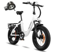 Extrbici Vélo électrique Rumble 20 Pouces pour Adulte, 25km/h 48V10Ah 108 km, Ebike sans permis requis, Shi-Mano 7 Vitesses, Freins hydrauliques, entièrement en Alliage d'aluminium, Blanc