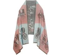 EXTREE Écharpe pashmina pour femme - Couverture de soirée ouverte sur le devant, Rose, gris, bleu, multicolore, Medium