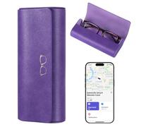 ExtreLife Étui à lunettes intelligentes, fonctionne avec Apple Find My, étui de lunettes de soleil rigide pour homme et femme, étui à lunettes avec suivi GPS, cuir synthétique, anti-perte