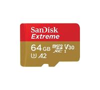 SanDisk Extreme 64 Go Carte Mémoire microSDXC Adaptateur SD A2 jusqu'à 170 Mo/s 80Mo/s Classe 10 U3 V30 G