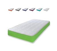 Extreme Comfort Cooltouch Colours Matelas Hybride en Mousse à mémoire de Forme et Ressorts ensachés avec Bordure Vert Corail 18 cm de Profondeur, 75 cm x 190 cm