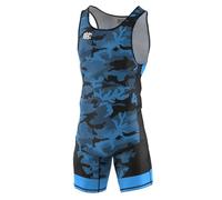 Extreme Hobby Justaucorps de Lutte pour Enfants Havoc - Tenue de Lutte Professionnelle, Maillot de Lutte, Singlet de Lutte pour Enfants, Couleur: Bleu, Taille: 164