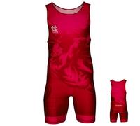 Extreme Hobby Justaucorps de Lutte pour Enfants Wrestling - Tenue de Lutte Professionnelle, Maillot de Lutte, Singlet de Lutte pour Enfants, Couleur: Rouge, Taille: 140