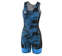 Extreme Hobby - Justaucorps de Lutte pour Femme Havoc, Tenue de compétition Professionnelle compressive, Bleu, Taille M