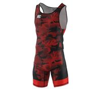 Extreme Hobby Justaucorps de Lutte pour Hommes Havoc Combinaison de Lutte Professionnelle, vêtement de Lutte, Singlet de Lutte pour Hommes, Couleur: Rouge, Taille: S