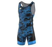 Extreme Hobby Justaucorps de Lutte pour Hommes Havoc Combinaison de Lutte Professionnelle, vêtement de Lutte, Singlet de Lutte pour Hommes, Couleur: Bleu, Taille: L