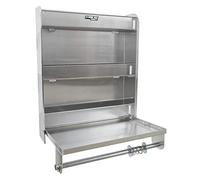 Extreme Max 5001.6049 Armoire de Station en Aluminium avec Plateau de Travail Rabattable et Porte-Serviettes en Papier pour remorque de Course, Magasin, Garage, Rangement, Argent