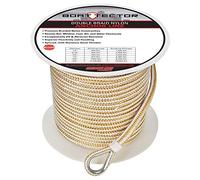 Extreme Max BoatTector - Ligne d'ancrage en Nylon Double Tresse avec Crochet, Blanc et doré, 3006.2252, Blanc/doré, 3/8" x 250'