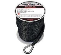 Extreme Max Ligne d'ancrage MFP tressée BoatTector 3006.3468 avec cosse, 1,27 cm x 300,5 m, Noir