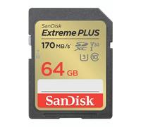 SanDisk Carte SDXC Extreme PLUS 64 GB UHS‑Class 3 – Résistante aux chocs, étanche