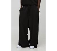 Extreme Wide Leg Loopback MAN Script Embroidered Raw Hem Joggers homme - noir - L, noir