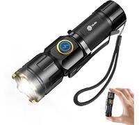Extremely Bright Small Rechargeable Flashlight Mini Led Usb Waterproof Ipx6 1200 Lumens 5 Lighting Modes Adjustable Zoom Flash Pocket For Camping, Dog Walking, Emergency