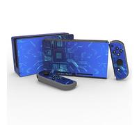 eXtremeRate Autocollant pour Nintendo Switch Manette,Sticker Skin pour Switch Console & Joycon & Dock avec 2 Protection d'Écran-Graphique Lumière Bleue