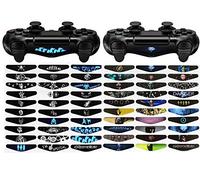 eXtremeRate Autocollants Light Barre pour ps4 Manette, Sticker Logo LED Compatible avec ps4 Slim Pro Manette, 60pcs Versicolore Noir et Blanc